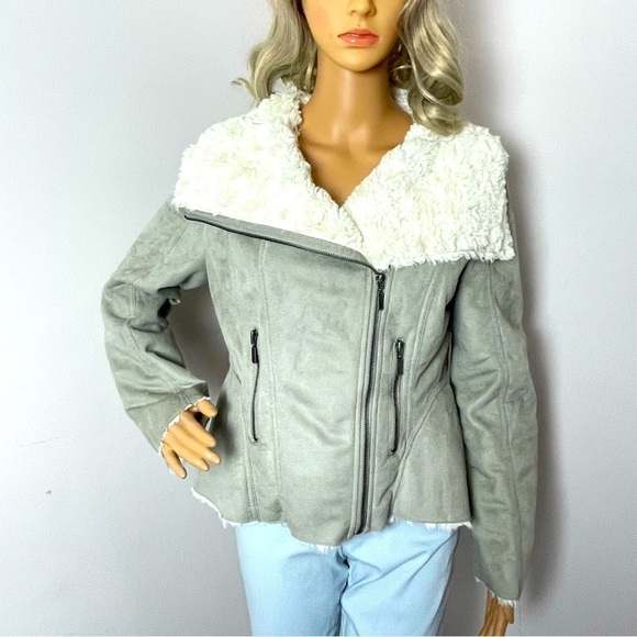 Bernardo Faux Leather Jacket – Faux Shearling Lined – Size Medium - Picture 1 of 11